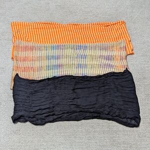 Set of 3 Lightweight Infinity Scarves- Orange Stripe, Multi-Color, Black